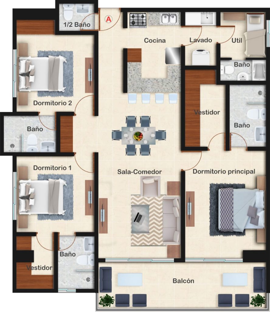 Apartments under construction with 3 R in Bella Vista, Santo Domingo, Dominican Republic