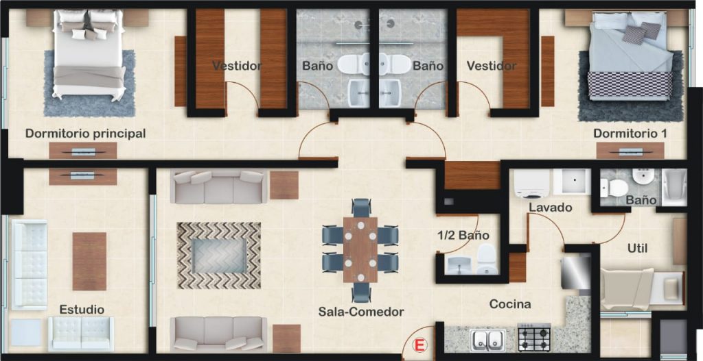 Apartments under construction with 2 BR in Bella Vista, Santo Domingo, Dominican Republic