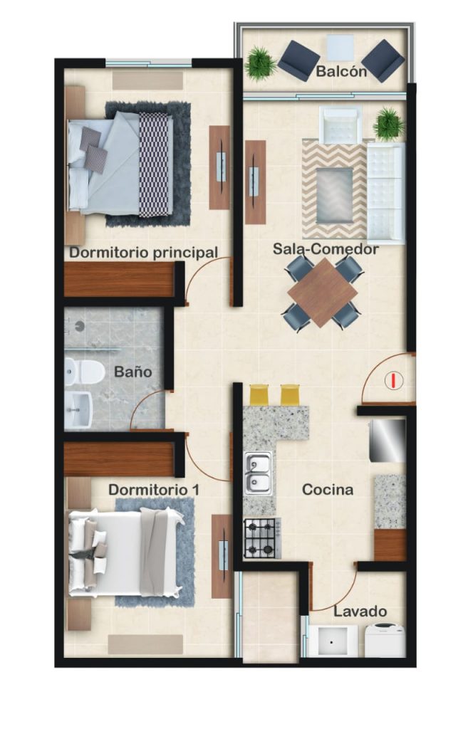 Apartments under construction with 2 BR in Bella Vista, Santo Domingo, Dominican Republic